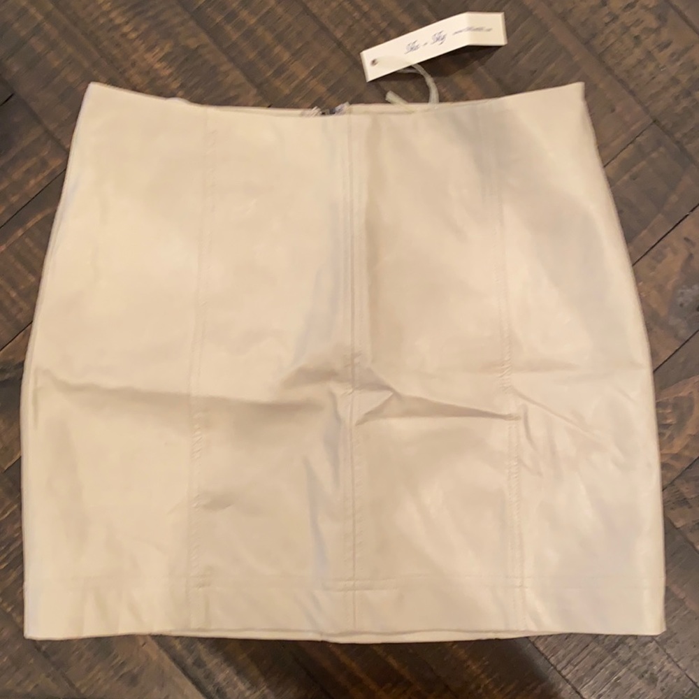 Beige Faux Leather Skirt NWT